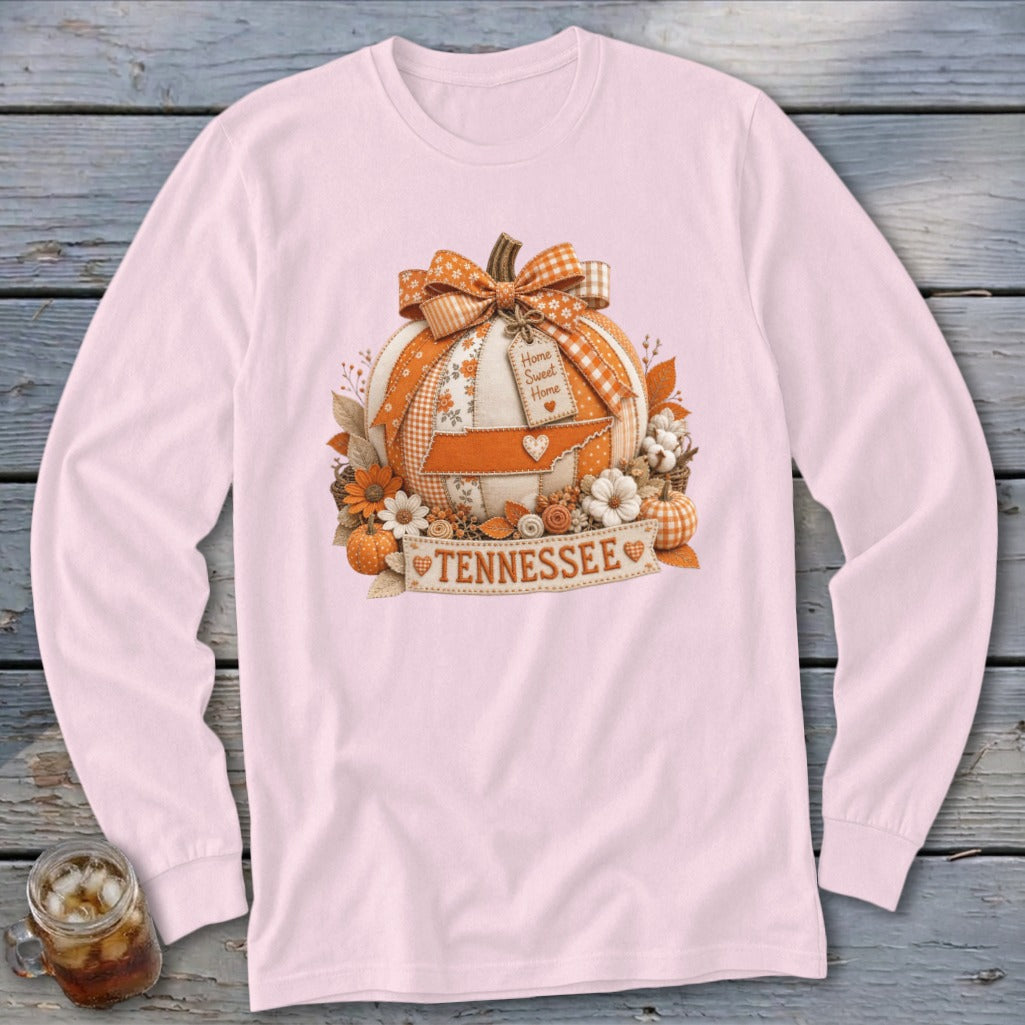 Tennessee Faux Patchwork Pumpkin Long Sleeve Tee