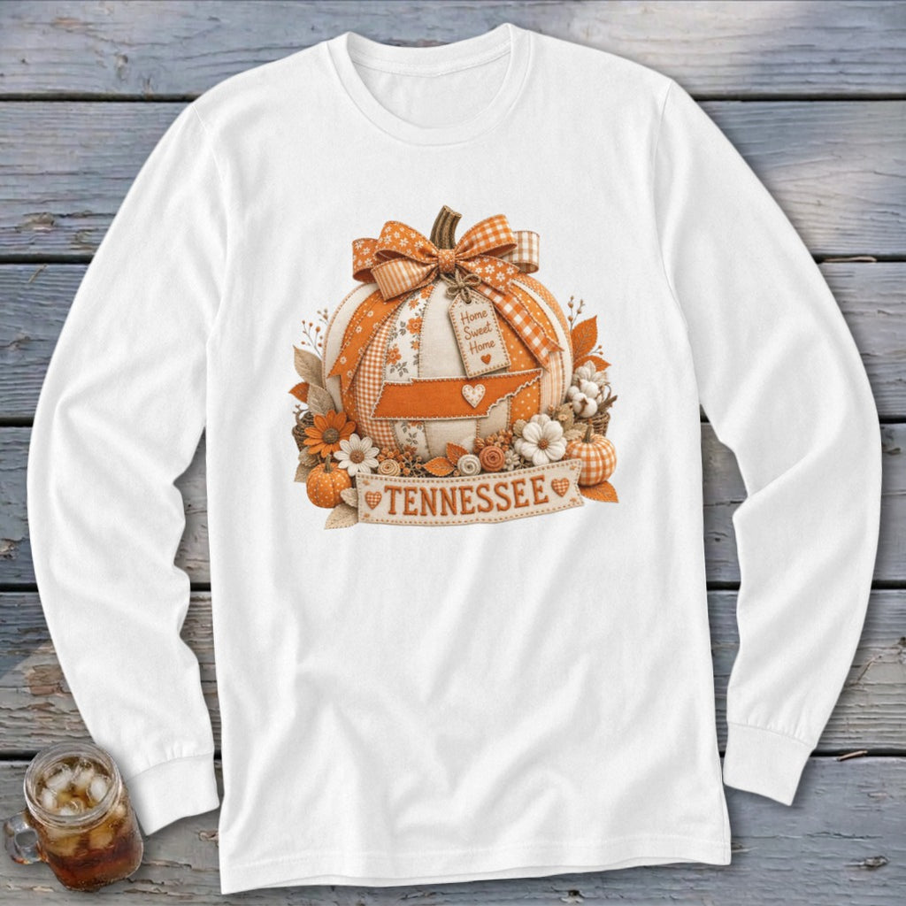 Tennessee Faux Patchwork Pumpkin Long Sleeve Tee