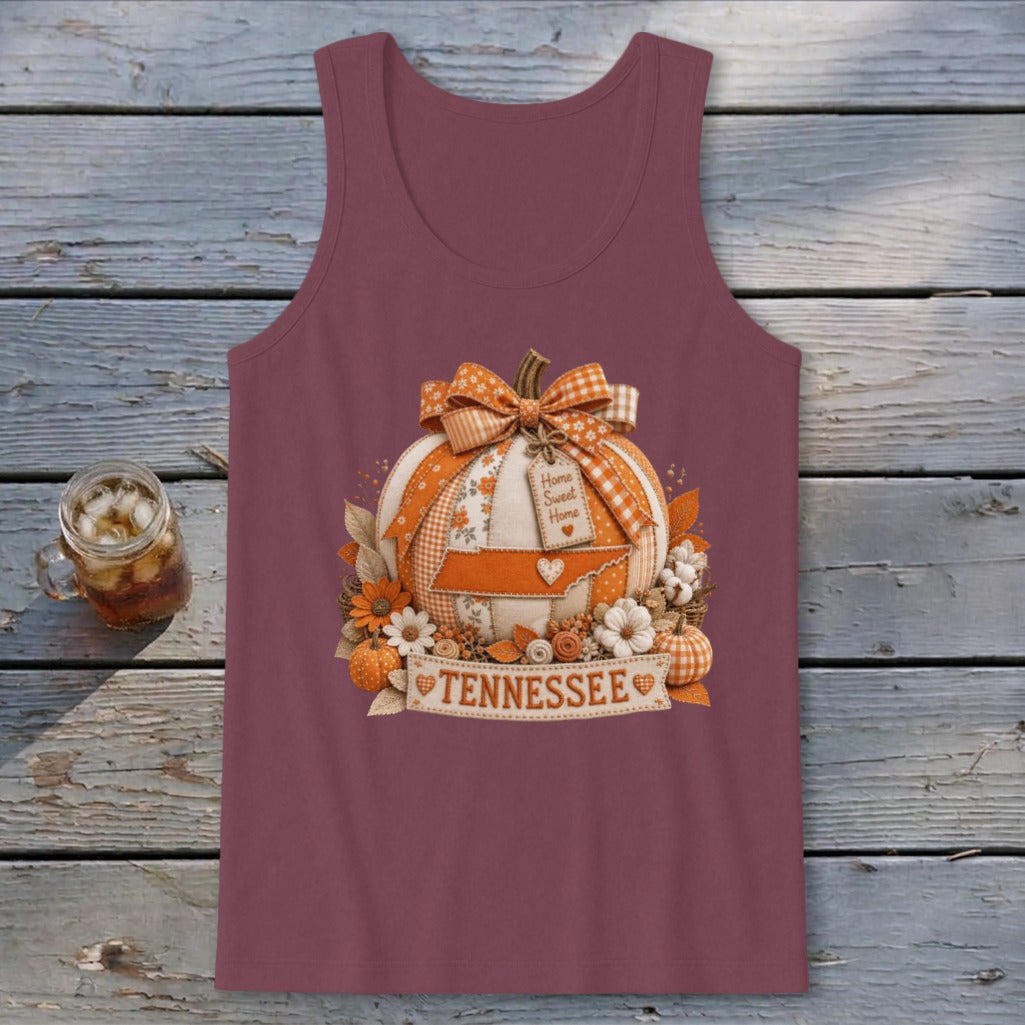 Tennessee Faux Patchwork Pumpkin Tank Top