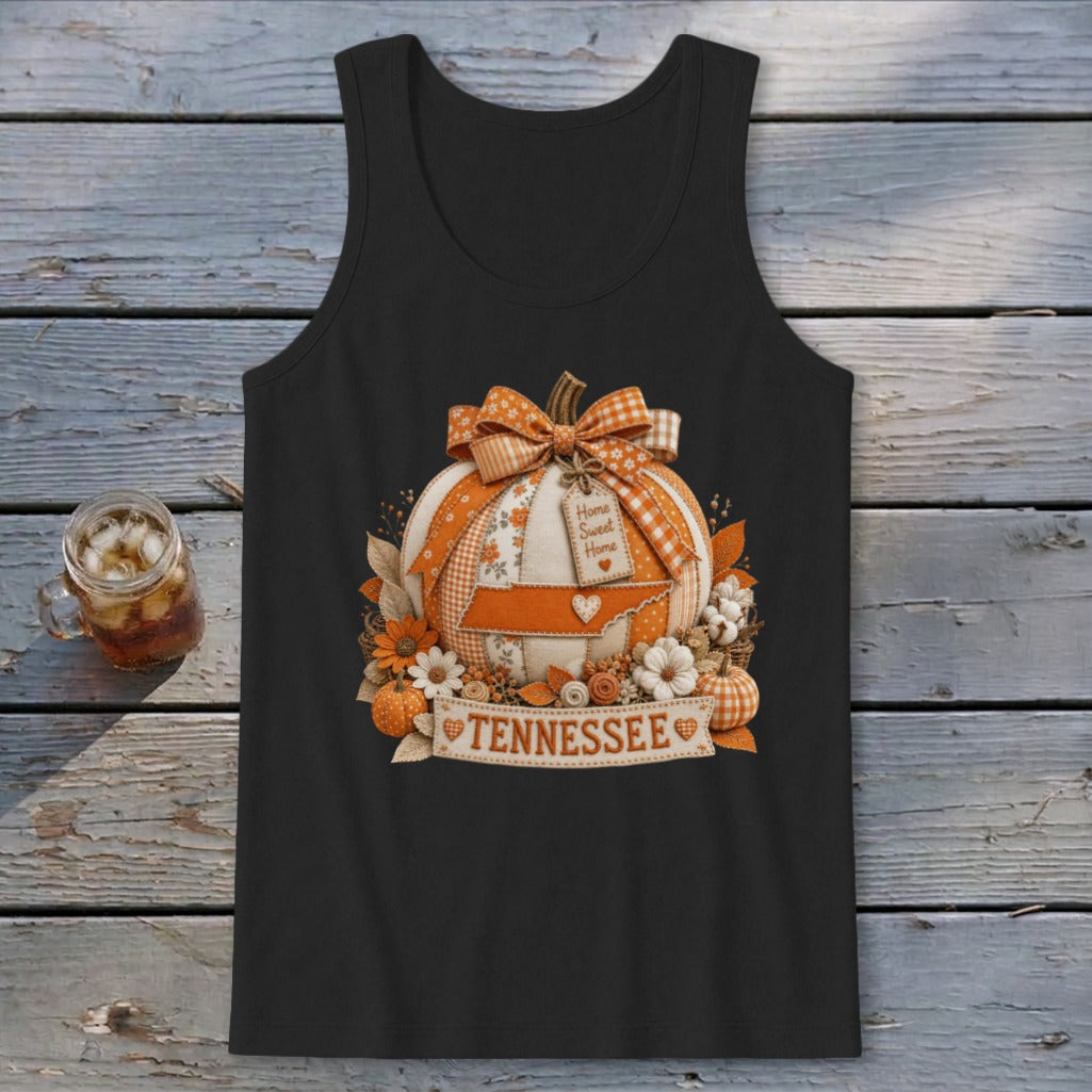 Tennessee Faux Patchwork Pumpkin Tank Top