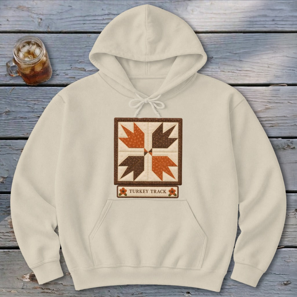 Turkey Track Faux Quilt Block Hoodie