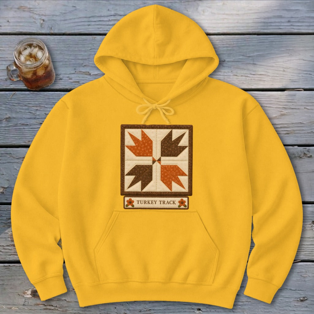 Turkey Track Faux Quilt Block Hoodie