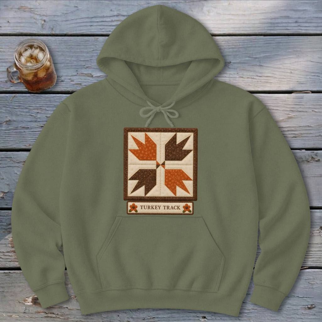 Turkey Track Faux Quilt Block Hoodie