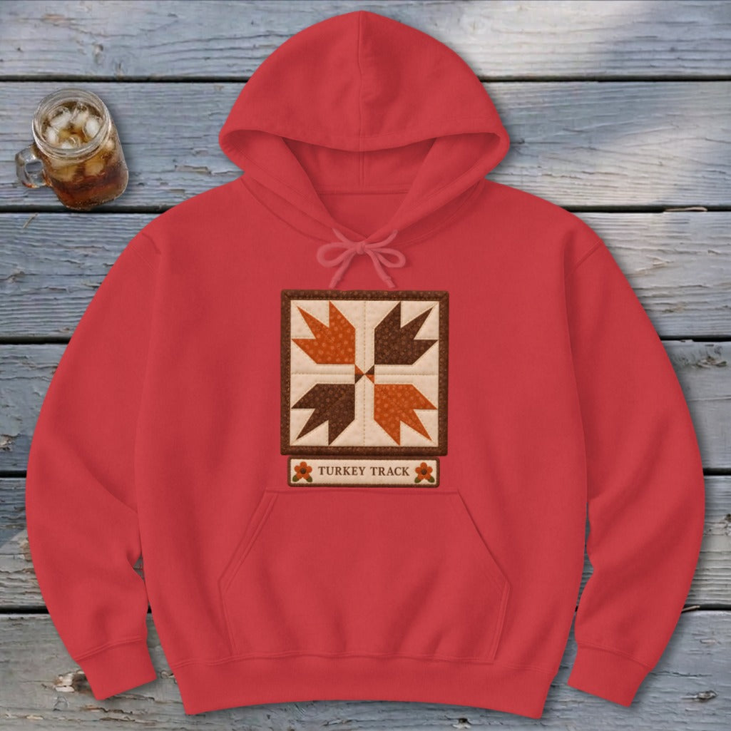 Turkey Track Faux Quilt Block Hoodie