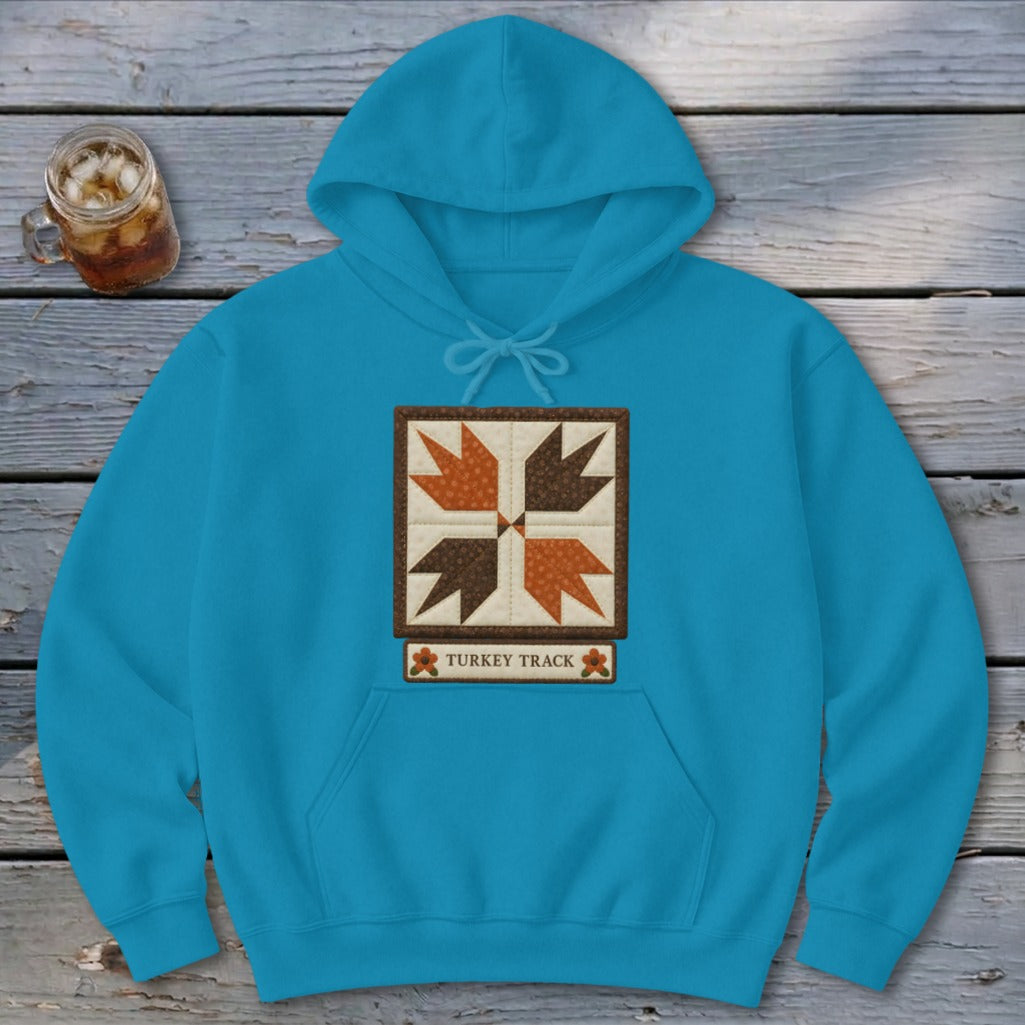 Turkey Track Faux Quilt Block Hoodie