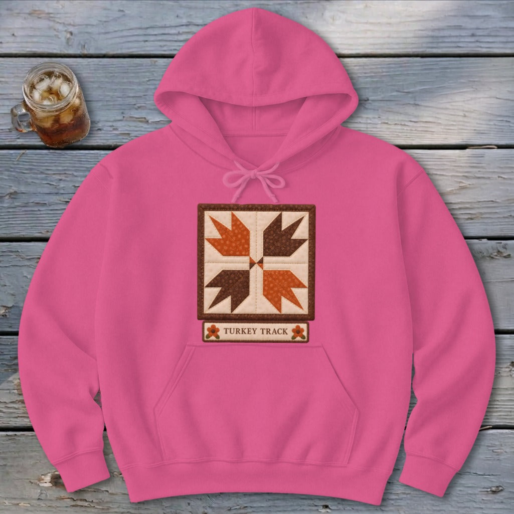 Turkey Track Faux Quilt Block Hoodie