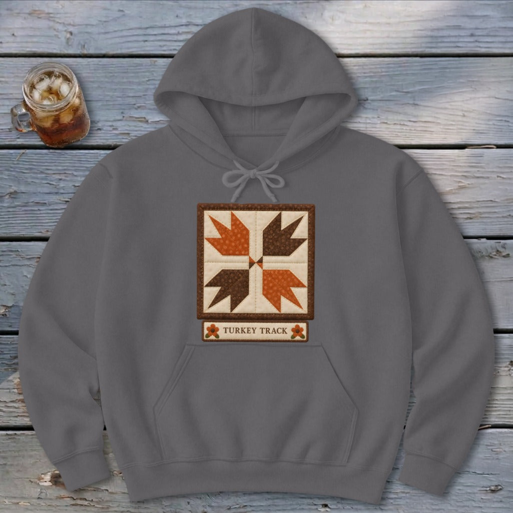 Turkey Track Faux Quilt Block Hoodie