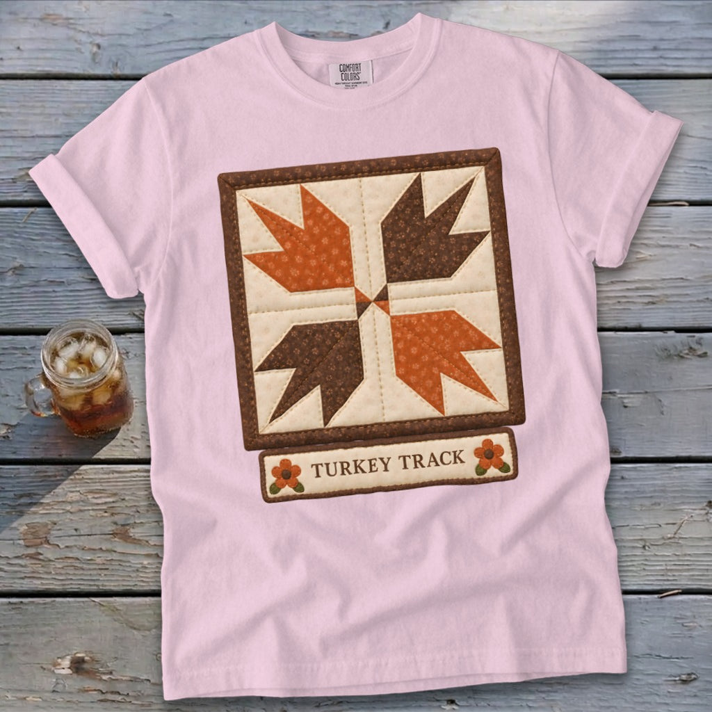 Turkey Track Faux Quilt Block Signature Tee