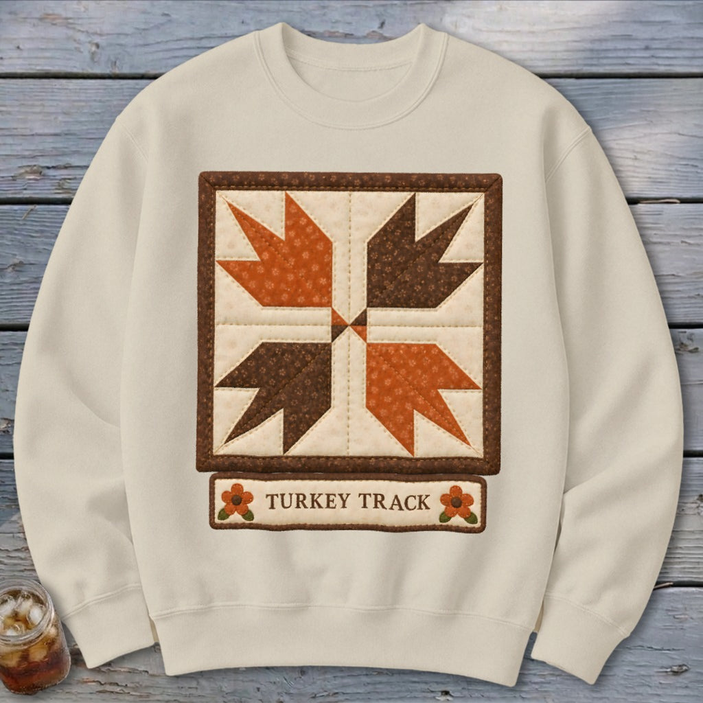 Turkey Track Faux Quilt Block Sweatshirt