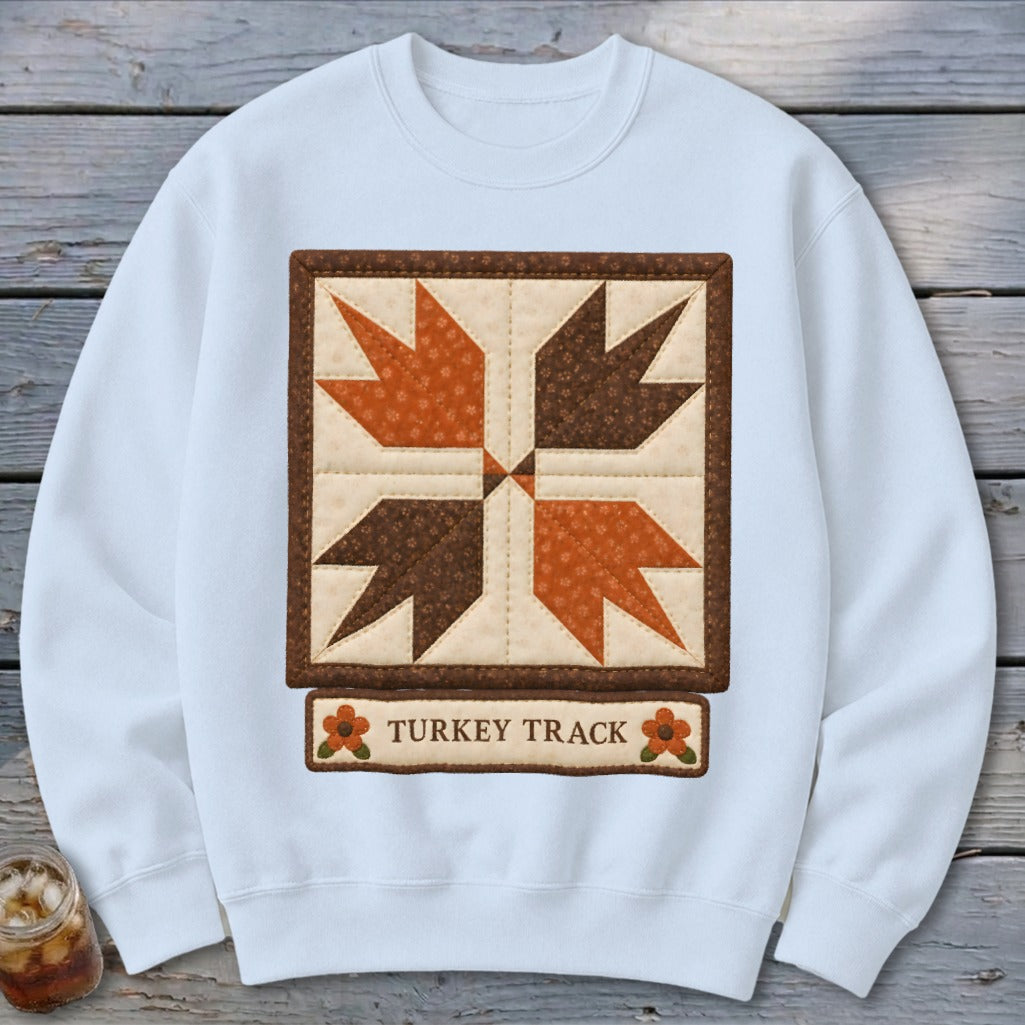 Turkey Track Faux Quilt Block Sweatshirt