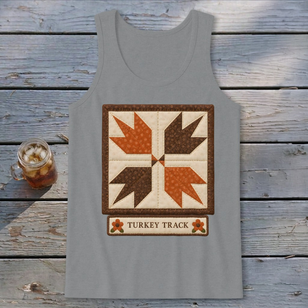 Turkey Track Faux Quilt Block Tank Top