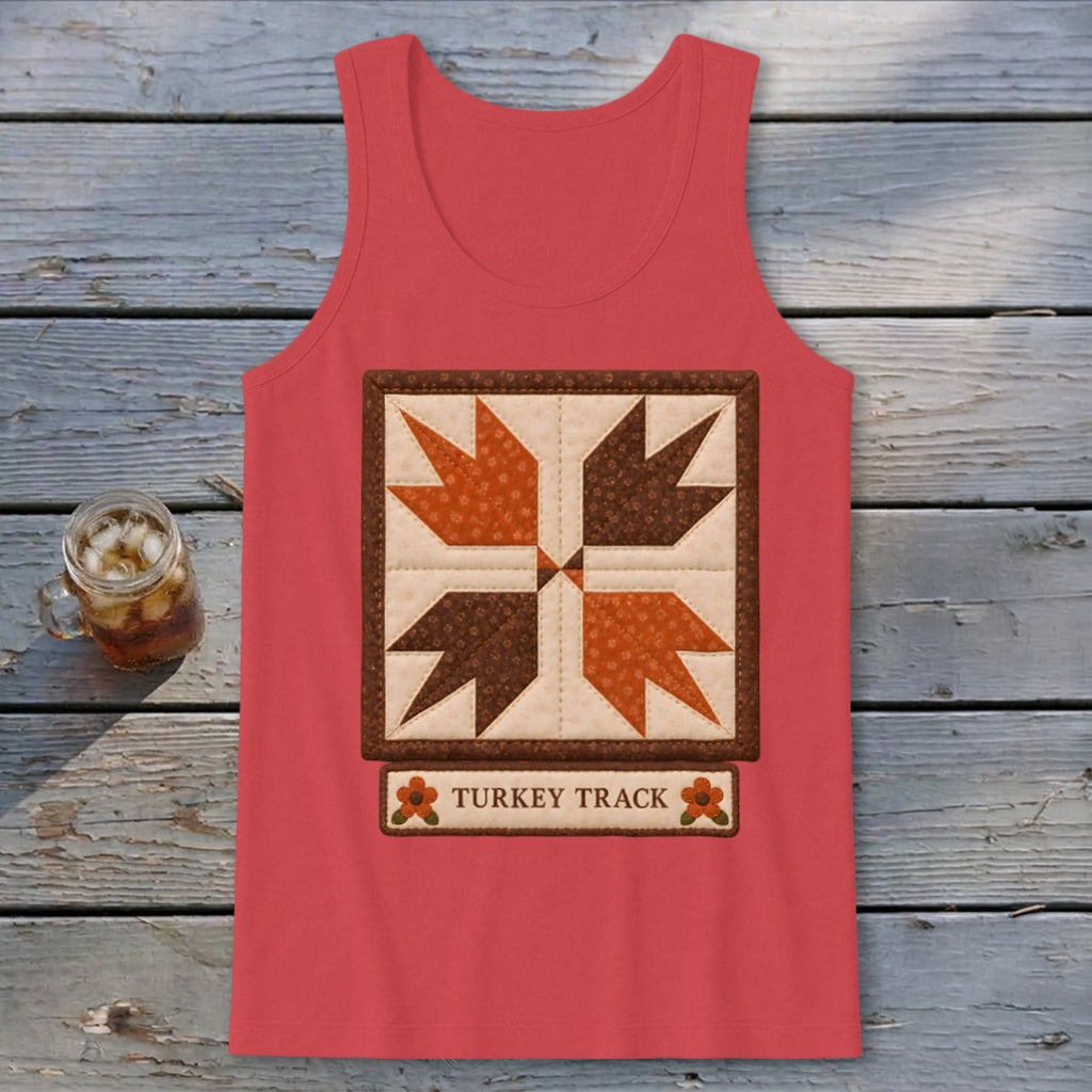 Turkey Track Faux Quilt Block Tank Top