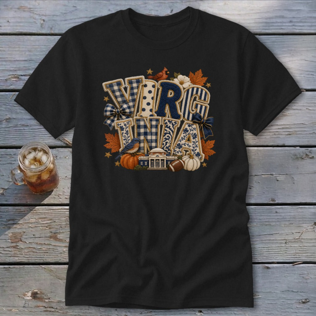 Virginia Faux Chenille Fall Patch Classic Tee
