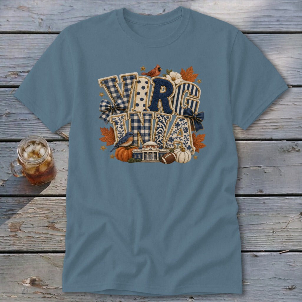 Virginia Faux Chenille Fall Patch Classic Tee