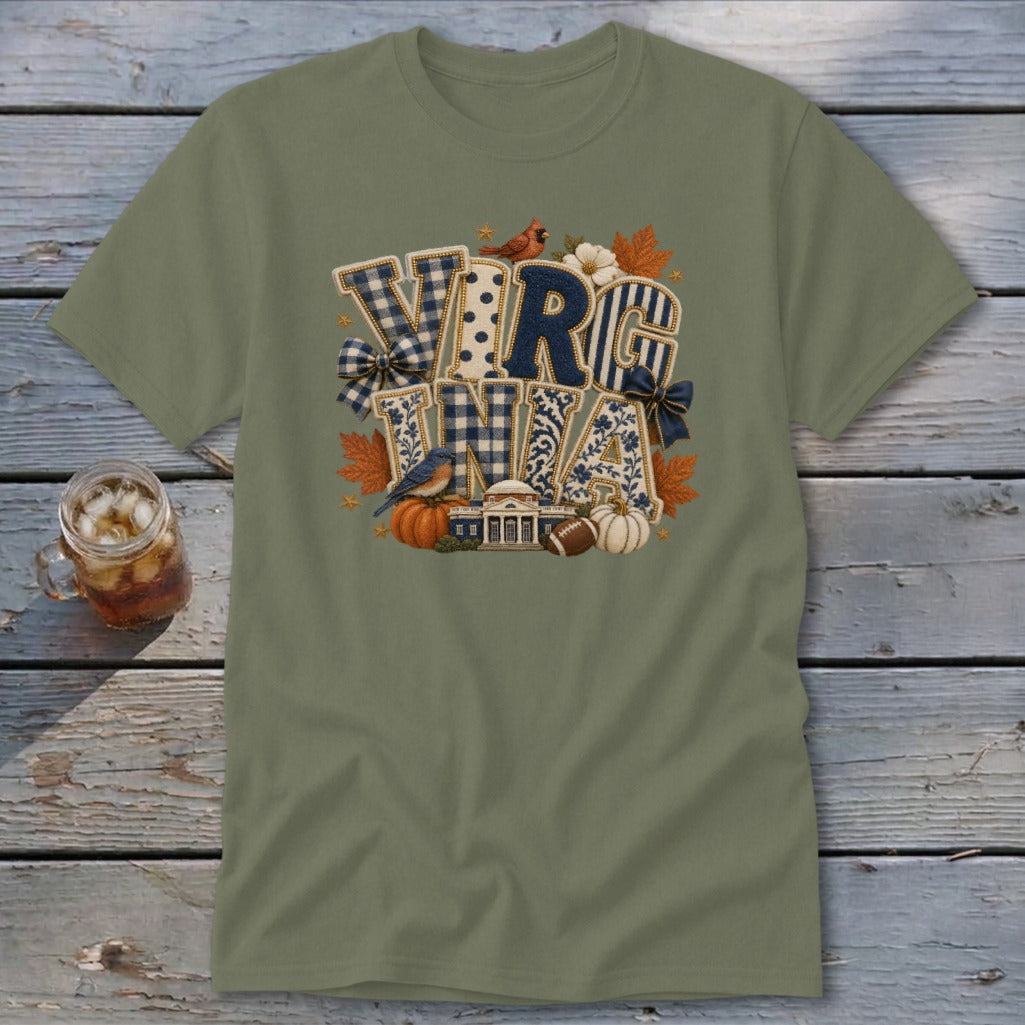 Virginia Faux Chenille Fall Patch Classic Tee