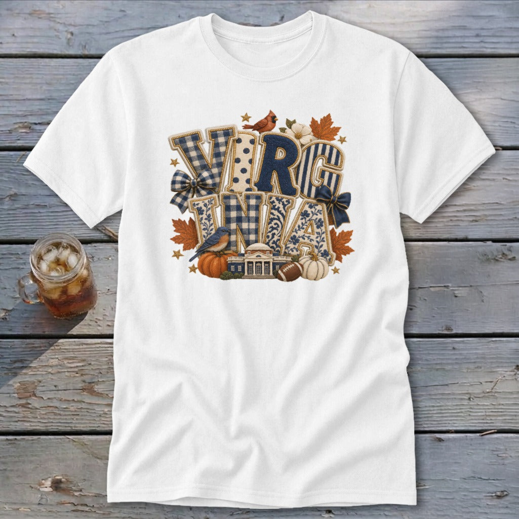 Virginia Faux Chenille Fall Patch Classic Tee