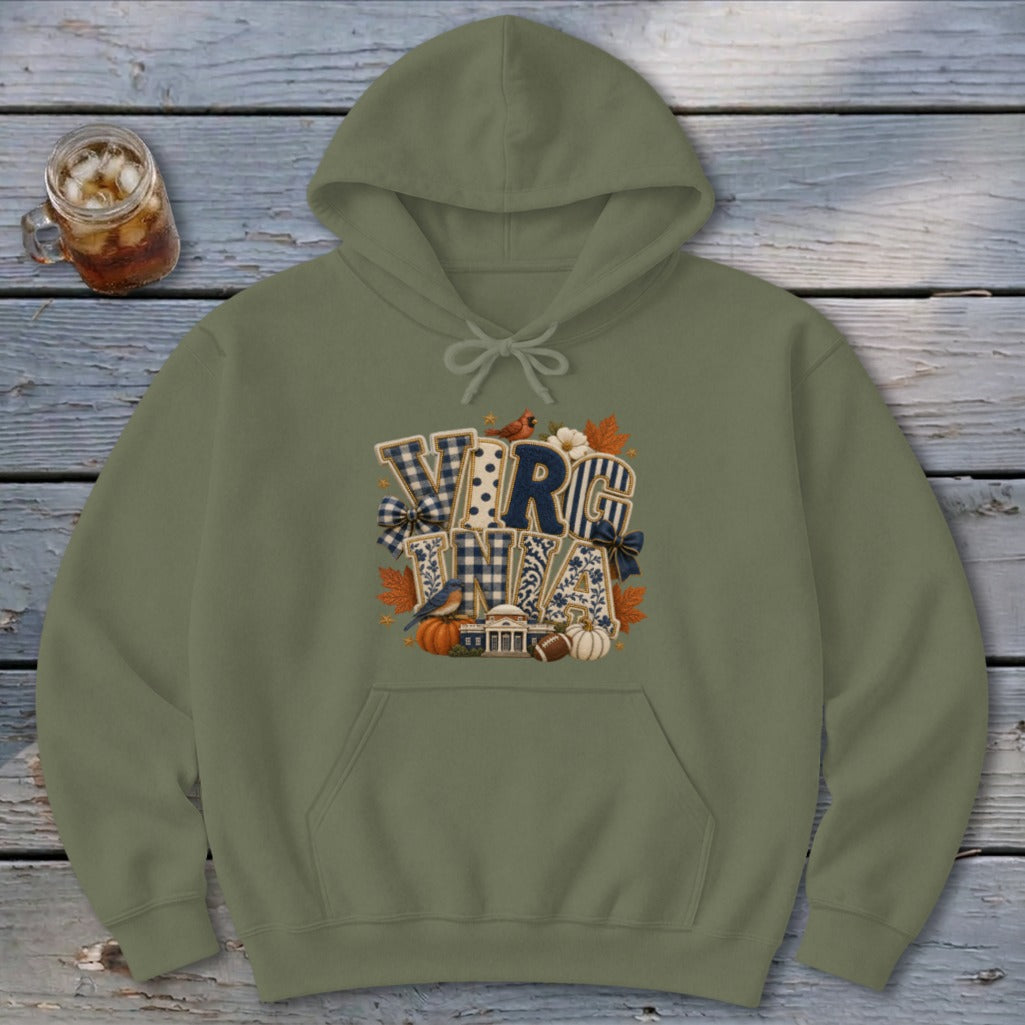 Virginia Faux Chenille Fall Patch Hoodie