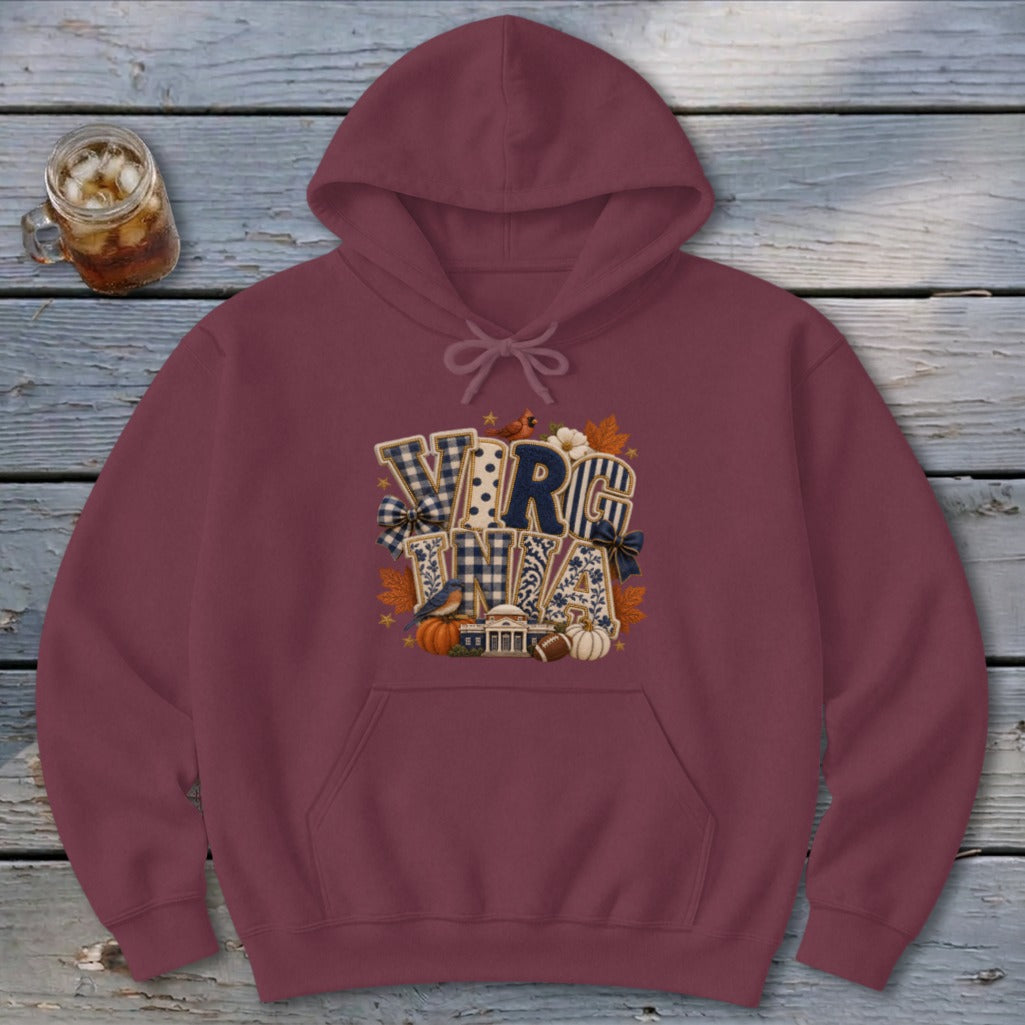 Virginia Faux Chenille Fall Patch Hoodie