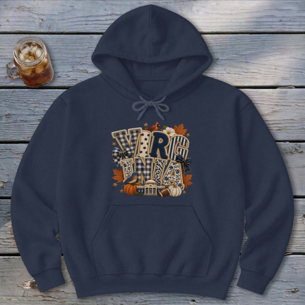 Virginia Faux Chenille Fall Patch Hoodie