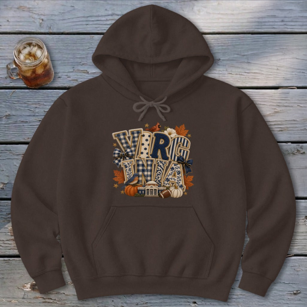 Virginia Faux Chenille Fall Patch Hoodie