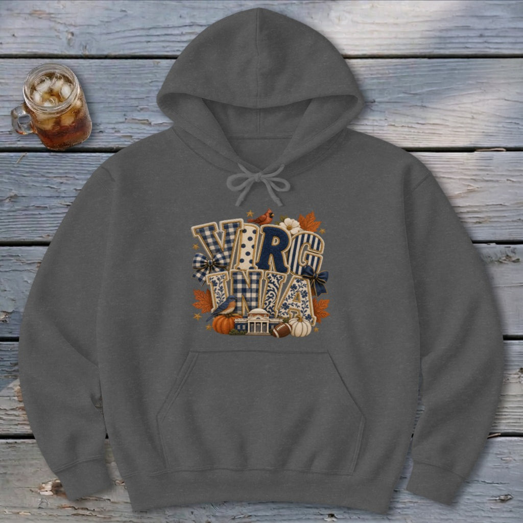 Virginia Faux Chenille Fall Patch Hoodie