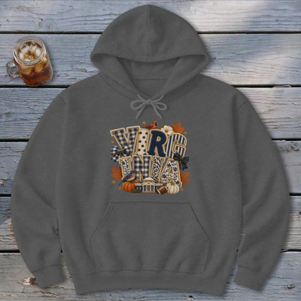 Virginia Faux Chenille Fall Patch Hoodie