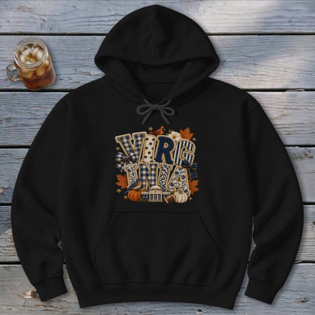 Virginia Faux Chenille Fall Patch Hoodie
