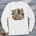 Virginia Faux Chenille Fall Patch Long Sleeve Tee