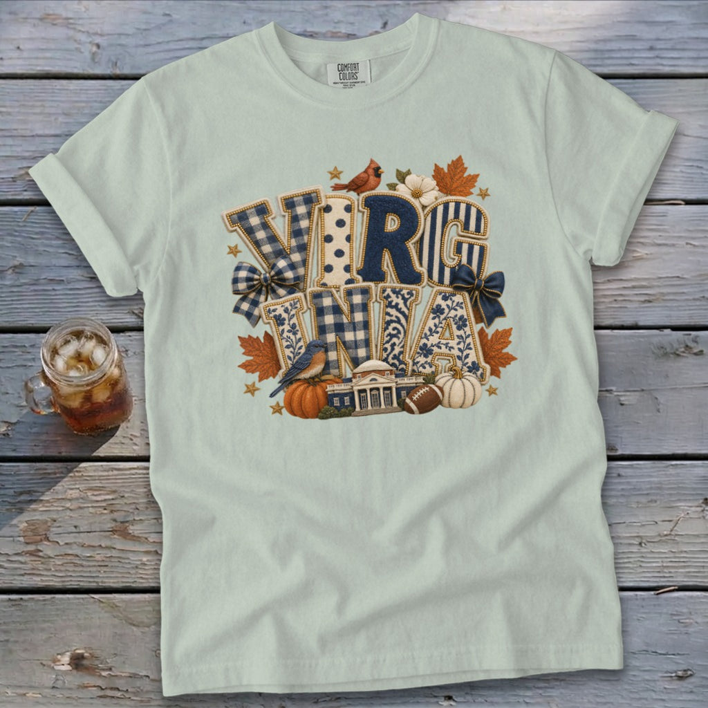 Virginia Faux Chenille Fall Patch Signature Tee