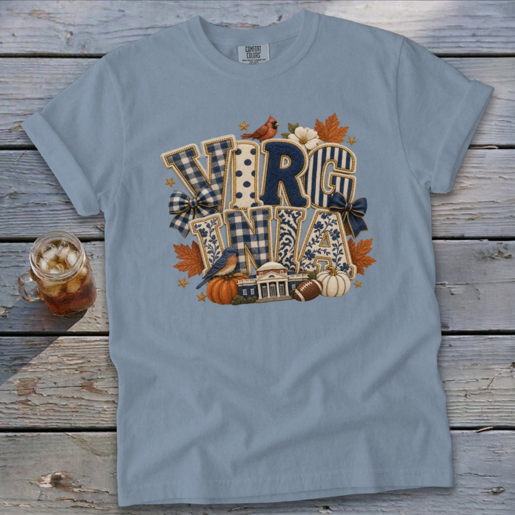 Virginia Faux Chenille Fall Patch Signature Tee