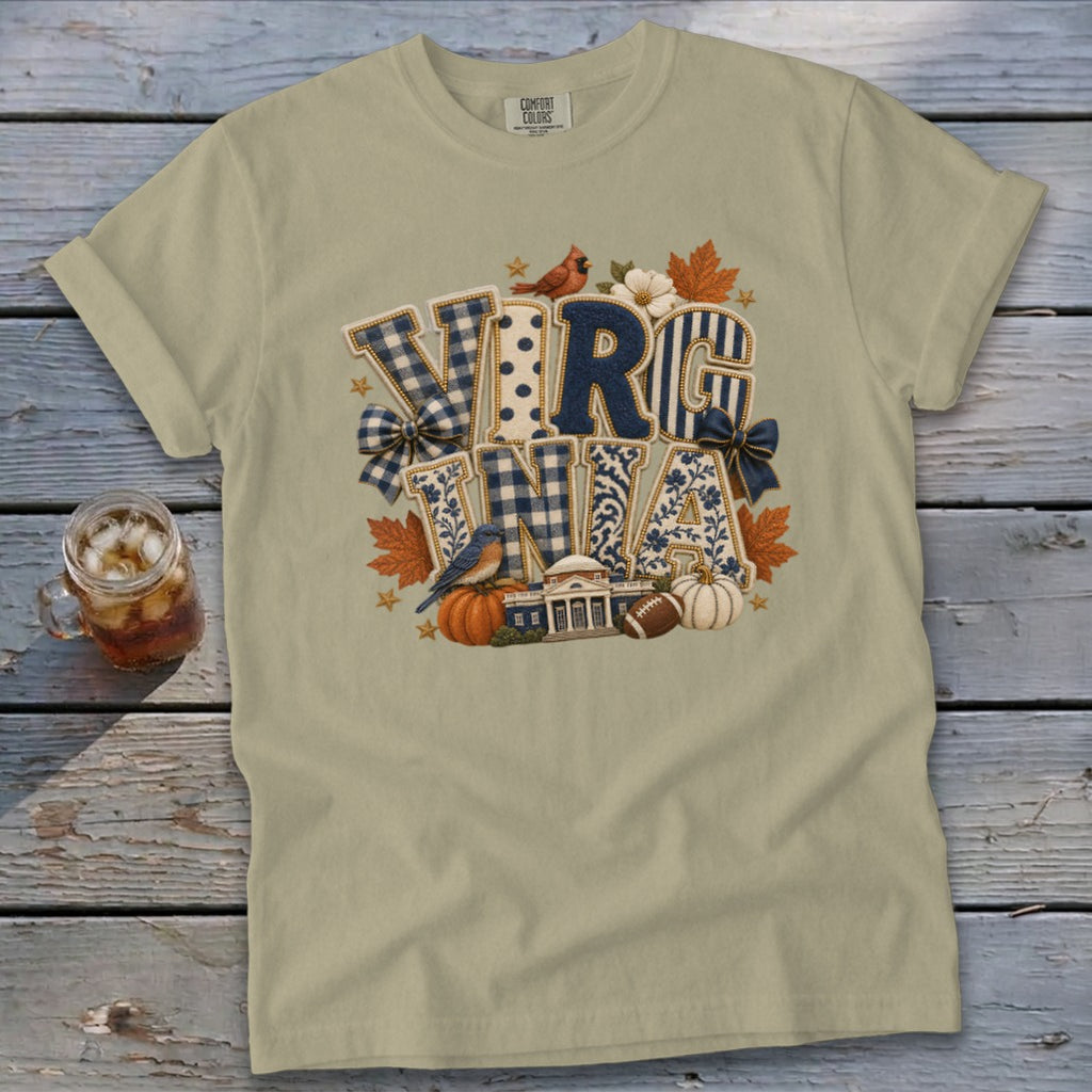 Virginia Faux Chenille Fall Patch Signature Tee