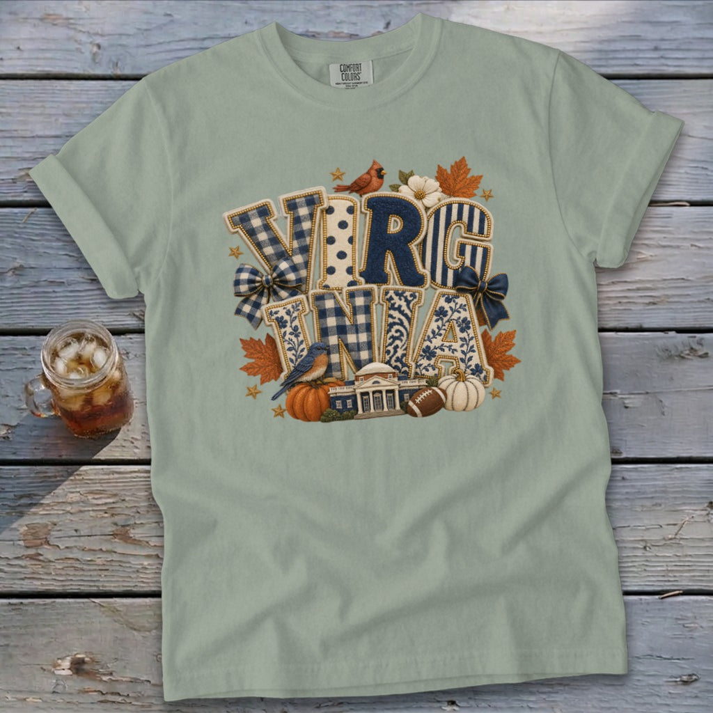 Virginia Faux Chenille Fall Patch Signature Tee