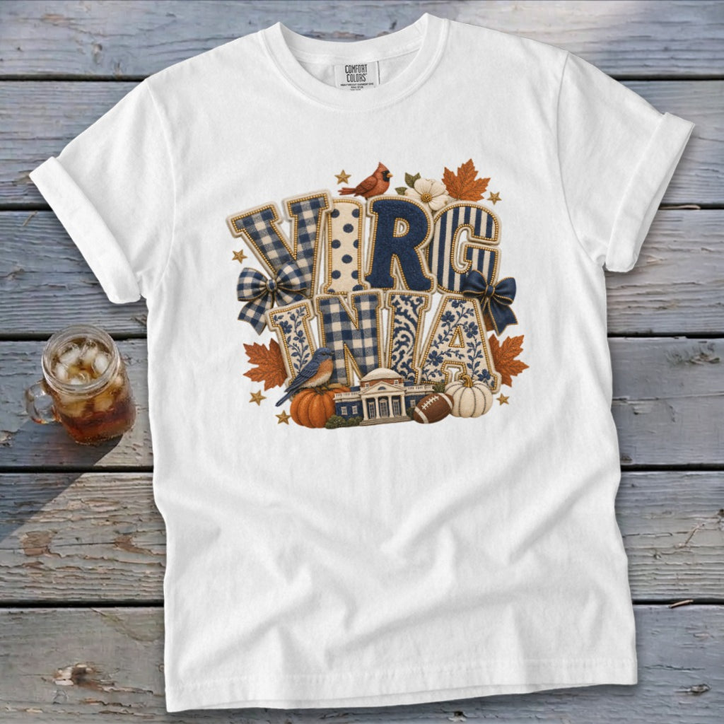 Virginia Faux Chenille Fall Patch Signature Tee