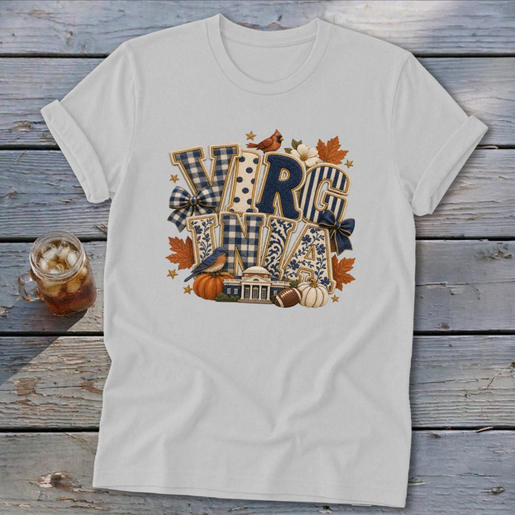 Virginia Faux Chenille Fall Patch Softstyle Tee