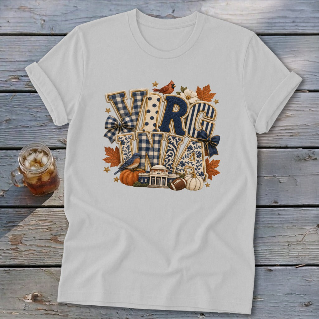 Virginia Faux Chenille Fall Patch Softstyle Tee