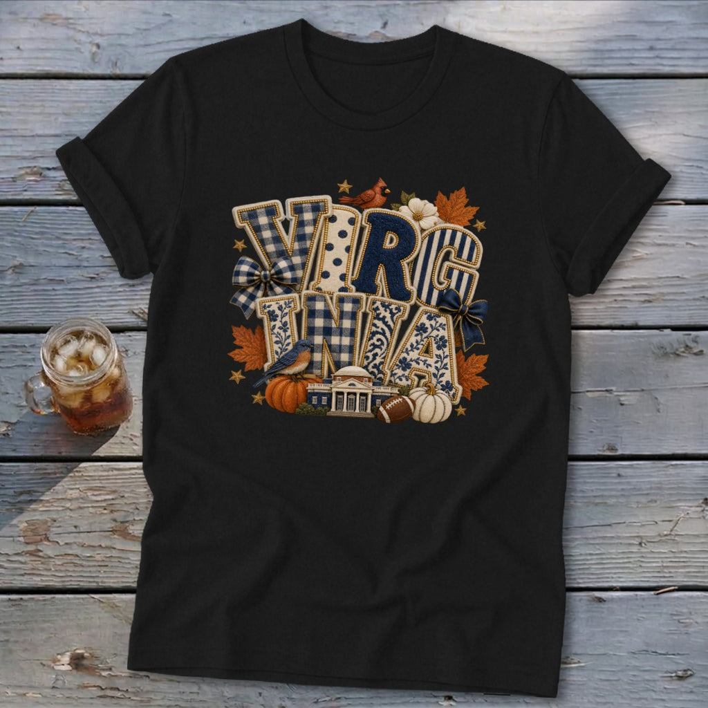 Virginia Faux Chenille Fall Patch Softstyle Tee