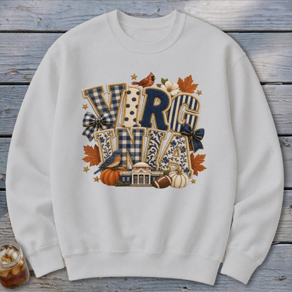 Virginia Faux Chenille Fall Patch Sweatshirt