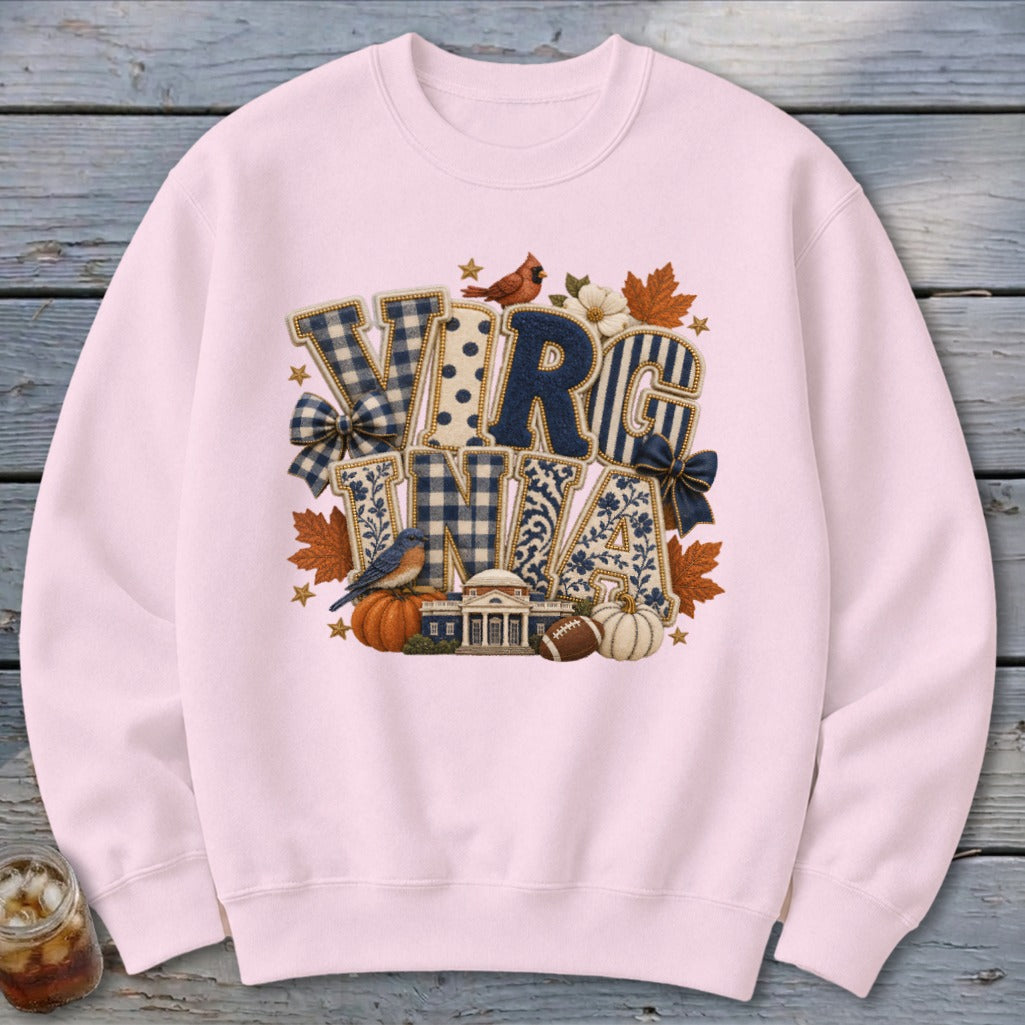 Virginia Faux Chenille Fall Patch Sweatshirt