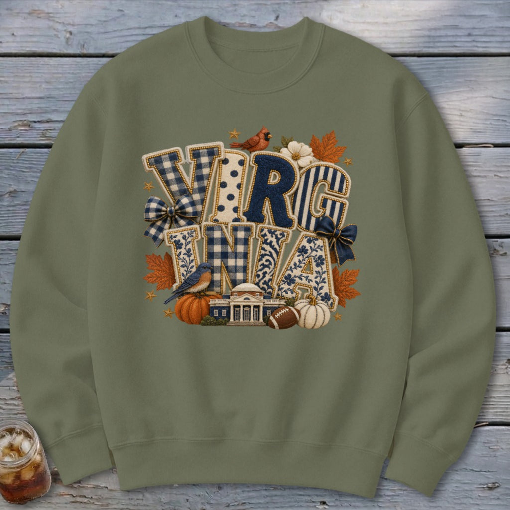 Virginia Faux Chenille Fall Patch Sweatshirt