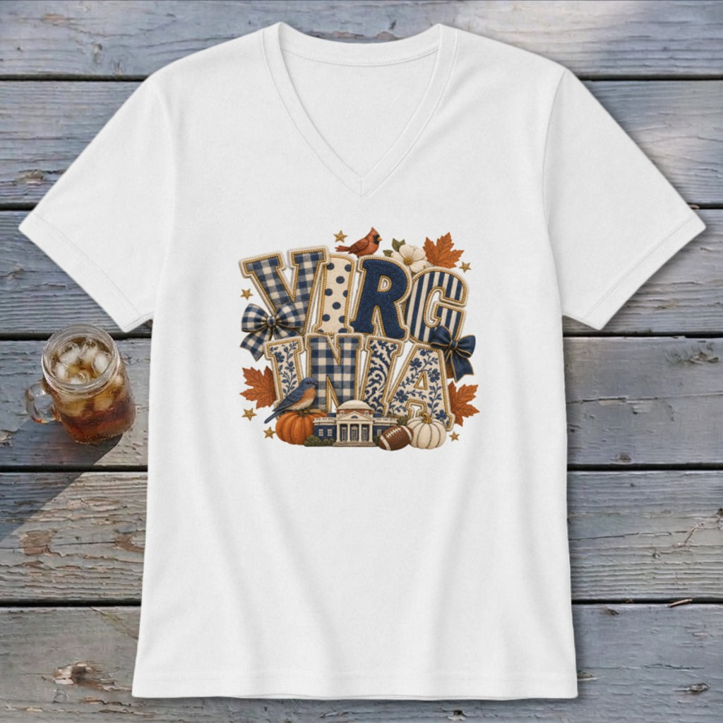 Virginia Faux Chenille Fall Patch V-neck