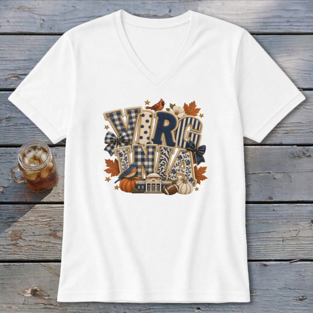 Virginia Faux Chenille Fall Patch V-neck