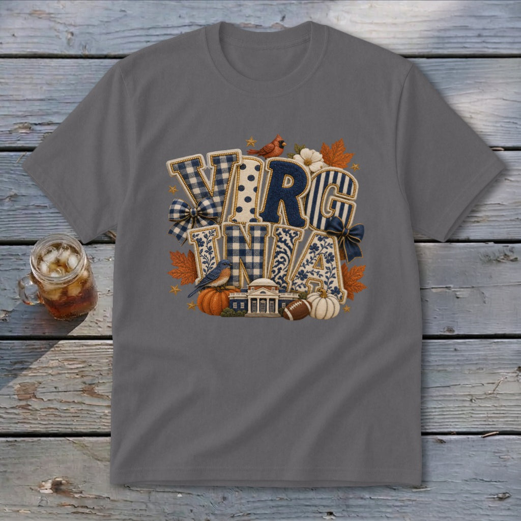 Virginia Faux Chenille Fall Patch Youth Tee