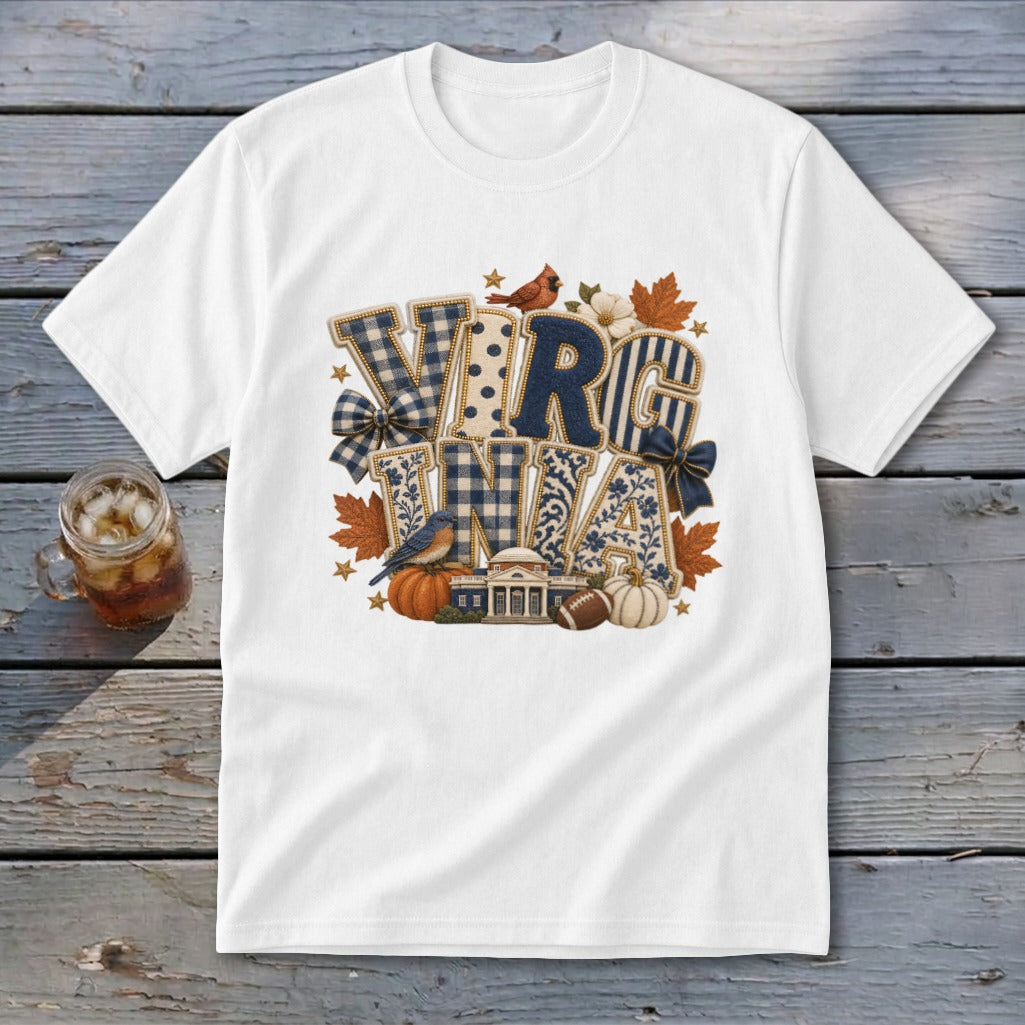 Virginia Faux Chenille Fall Patch Youth Tee