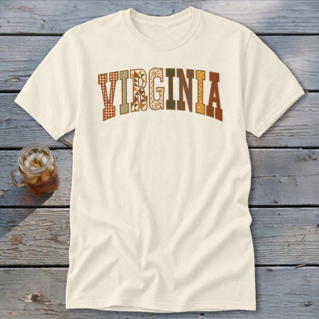 Virginia Faux Embroidery Letters Classic Tee