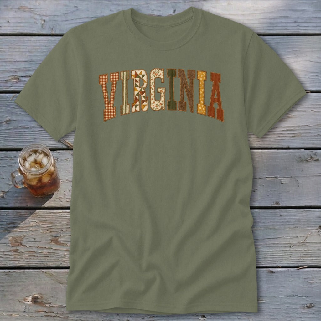Virginia Faux Embroidery Letters Classic Tee