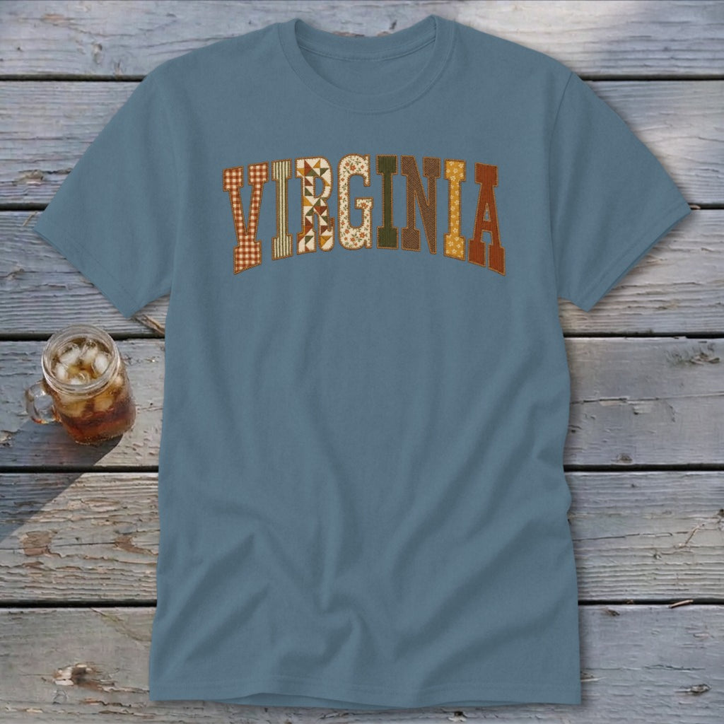 Virginia Faux Embroidery Letters Classic Tee