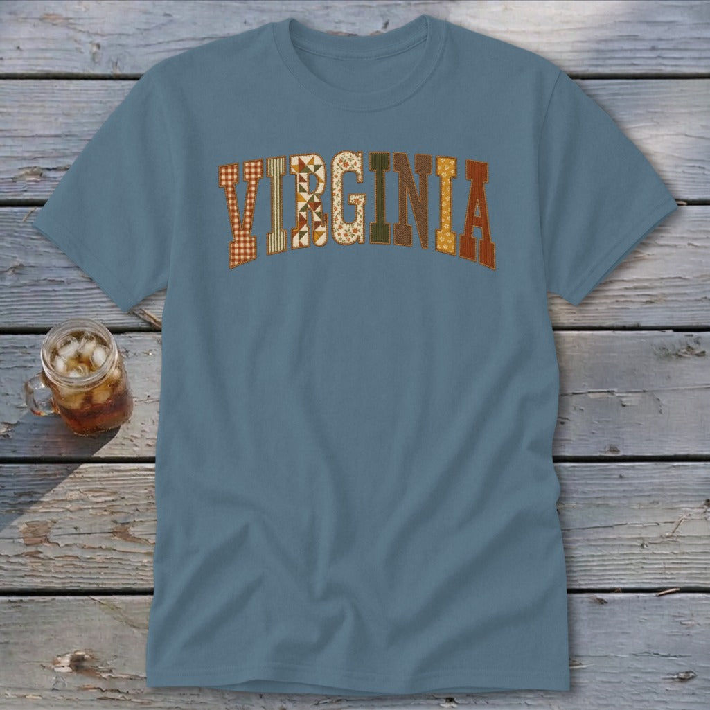 Virginia Faux Embroidery Letters Classic Tee