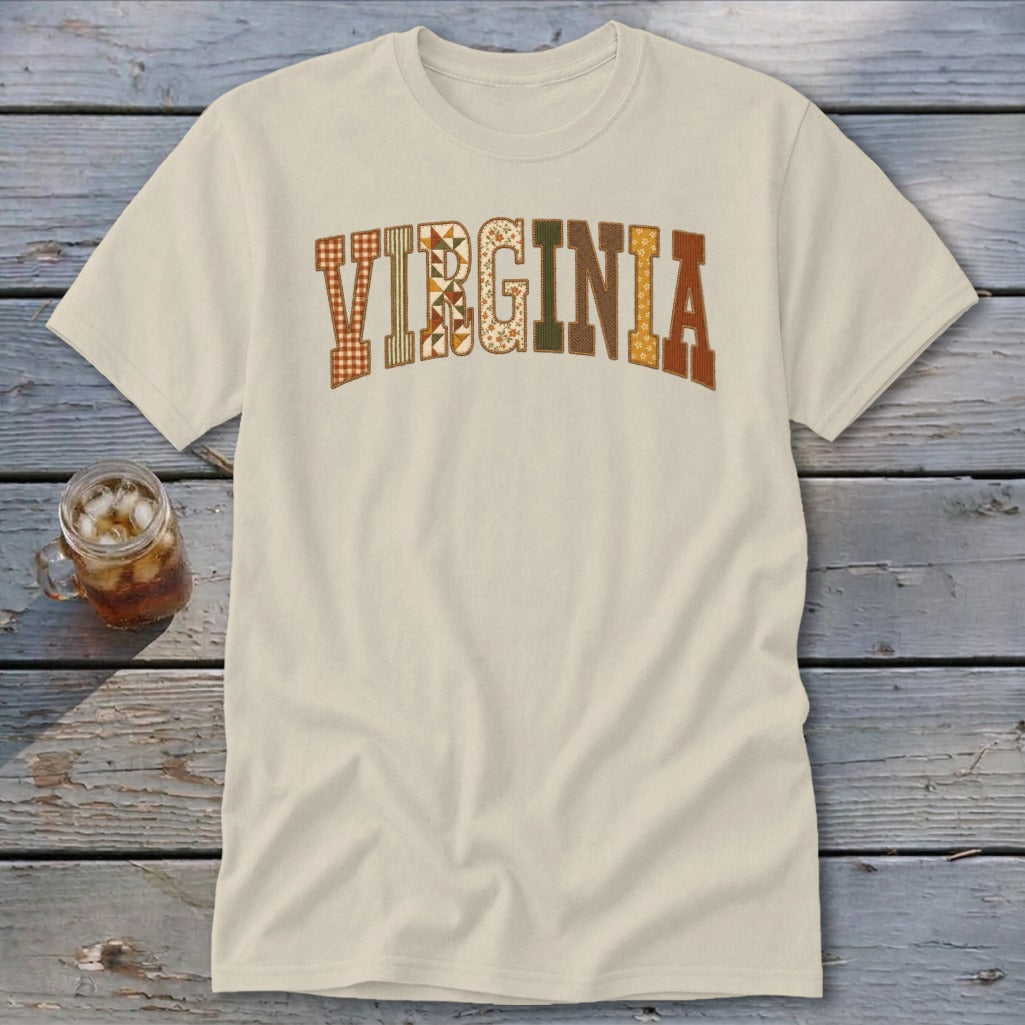 Virginia Faux Embroidery Letters Classic Tee