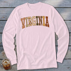 Virginia Faux Embroidery Letters Long Sleeve Tee