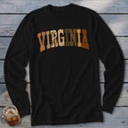 Virginia Faux Embroidery Letters Long Sleeve Tee